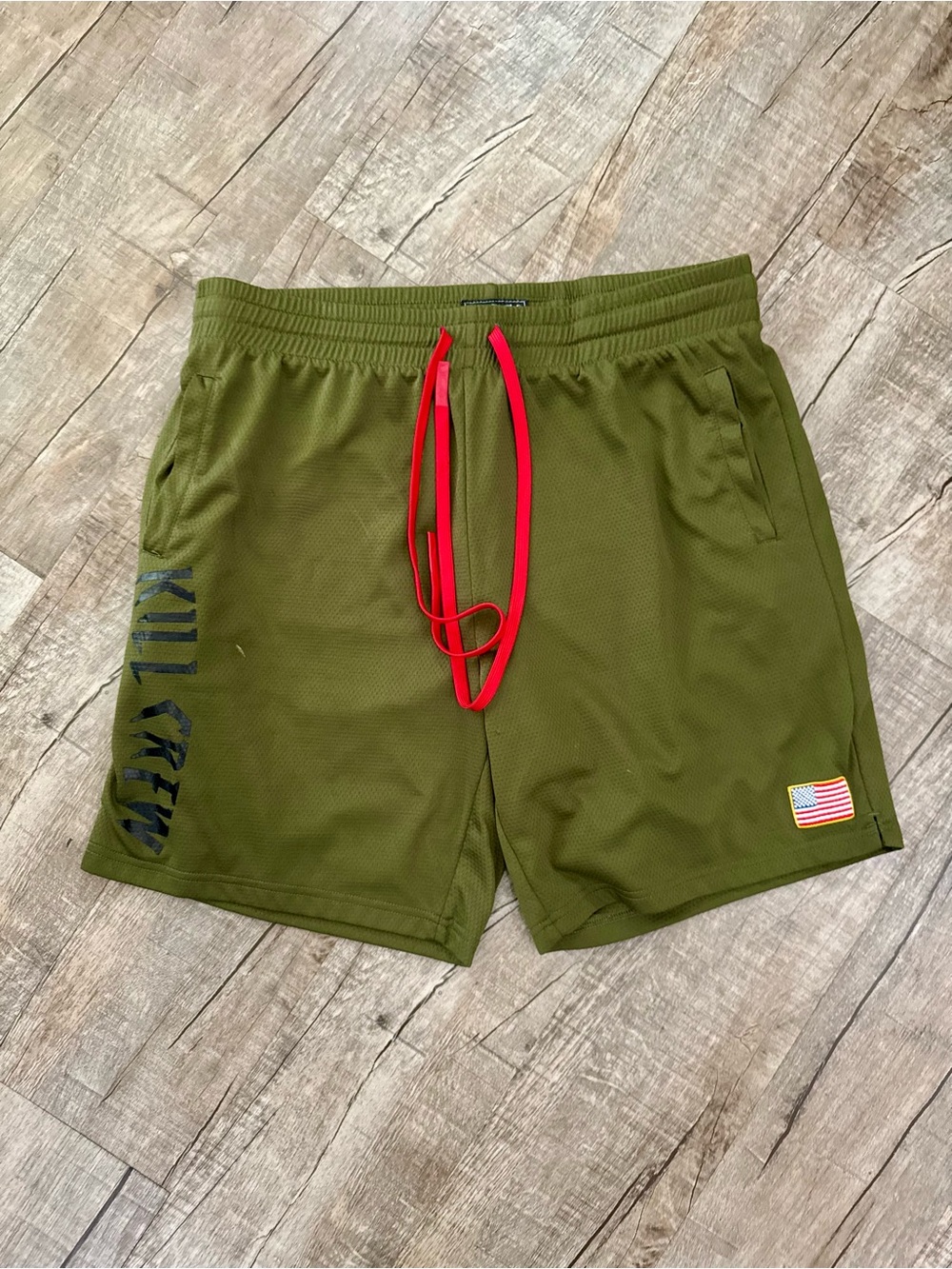 Kill Crew Olive Muay Thai Shorts – 2XL Performance Mesh Fight/Training Shorts